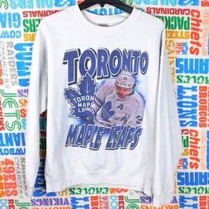 Toronto Maple Leafs Retro Graphic Sweatshirt Size L Auston Matthews Minor Stains